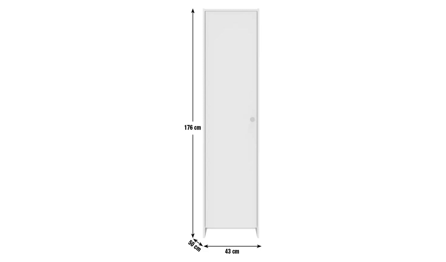 Assembled Seville 1 Door Wardrobe - White